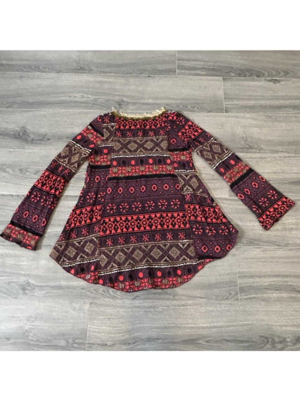 Free People Sweater Womens M Wool Alpaca Blend Embroidered Sequin Boho Hippie - Picture 2 of 15